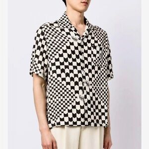 Rhude Logo Button Up Shirt Black Arrow All Over Print Lightweight Summer Luxury
